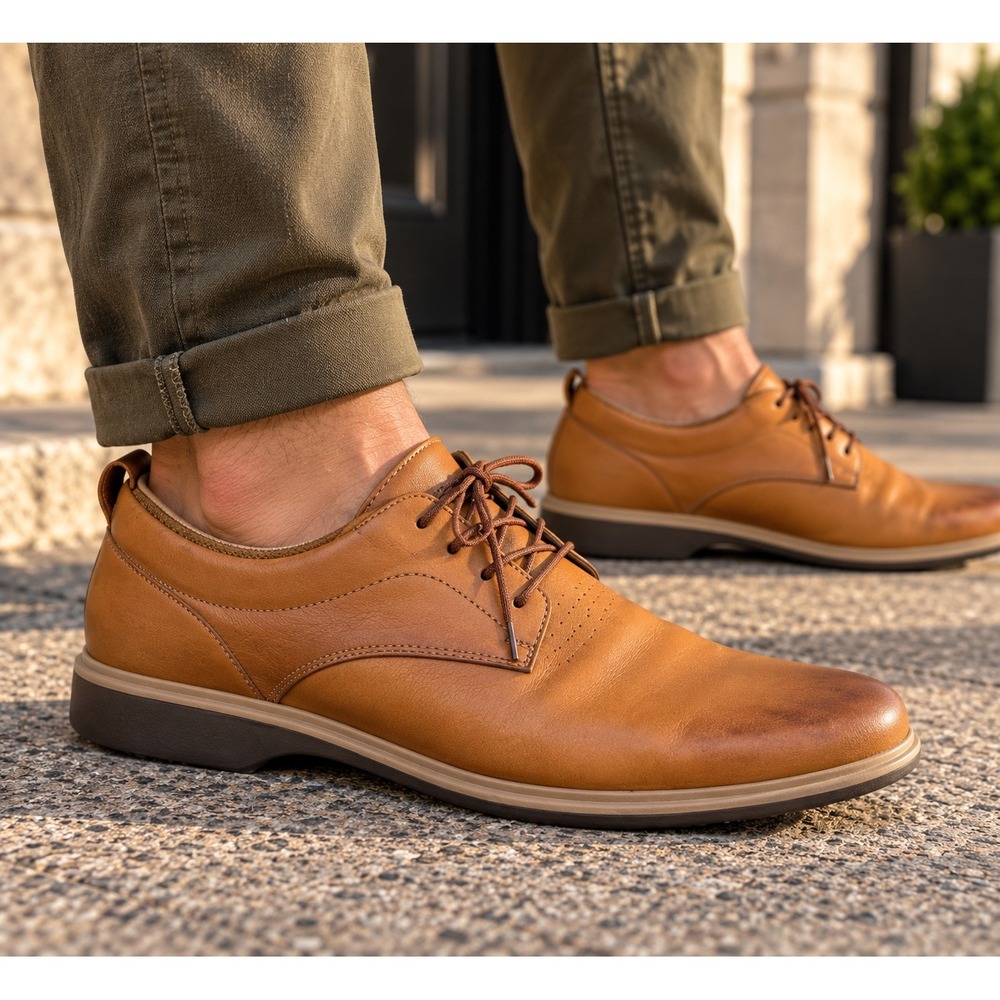 Amberjack The Original Derby Shoes Honey Leather Mens 13 Made in Portugal